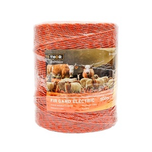 Rola fir portocaliu-maro fi 3mm insertie metalica 5x0.2mm SS, rezistenta 4.5 Ohm/m, 500m gard electric Thor - Img 2