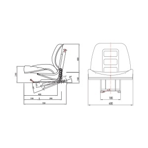 Scaun universal negru cu reglaj pentru tractor UTB U-650, U-445, Fiat, Case - Img 4