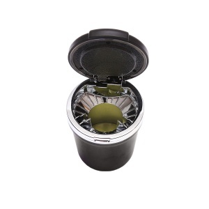 Scrumiera auto universala neagra-argintiu cu lumina multicolor LED - Img 2
