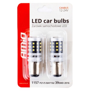 Set becuri stop frana LED Canbus 2016 AMIO , 1157 BAY15D P21/5W alb 12V/24V - Img 4