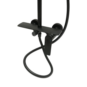 Set dus Premium multifunctional de perete din cupru, 3 functii curgere apa, dus dreptunghiular tip ploaie, para de dus, negru mat - Img 5