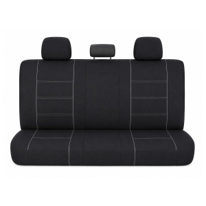 Set huse scaune auto universale negru-gri, material textil 8 piese - Img 3