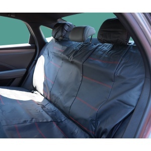 Set huse scaune auto universale negru-rosu, material piele ecologica si textil 8 piese - Img 7
