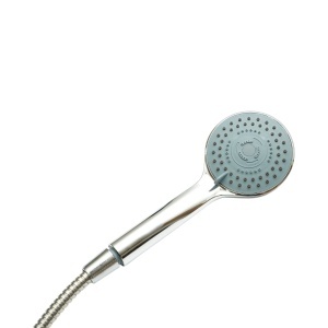 Set para dus cu furtun zincat 1.5m, suport perete, 5 functii, crom lucios, plastic 97x240mm - Img 5