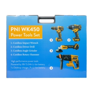 Set scule electrice PNI WK450 cu 2 acumulatori 18V 5.0Ah, incarcator inclus, brushless - Img 8