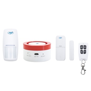 Sistem de alarma wireless PNI Safe House PG600LR, sistem inteligent de securitate pentru casa, conectare wireless, alarma antiefractie, alarma fara fir, alerta inteligenta prin aplicatia TUYA iOS / An