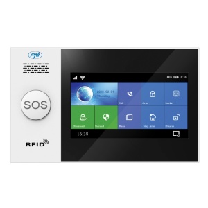 Sistem de alarma wireless PNI SafeHouse HS650 Wifi GSM 4G, cu touchscreen, suporta 100 zone wireless si 4 zone cu fir, compatibil cu aplicatia Tuya Smart, alerta prin SMS, apel vocal, notificare pe te