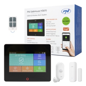 Sistem de alarma wireless PNI SafeHouse HS670 WiFi GSM 4G, ecran color tactil, 99 zone wireless, suporta 5 numere de telefon, apel si SMS de alarma, compatibil cu aplicatia Tuya Smart - Img 2