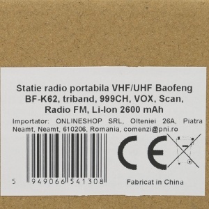 Statie radio portabila VHF/UHF Baofeng BF-K62, triband, 999CH, VOX, Scan, Radio FM, Li-Ion 2600 mAh - Img 7