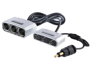 Stecher 3 prize 12/24V DIN cu fir si intrerupator pe fir
