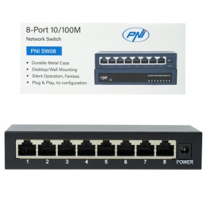Switch PNI SW08 cu 8 porturi 10/100 Mbps, carcasa metalica, fara ventilator, plug & play, protectie fulger 4KV - Img 3