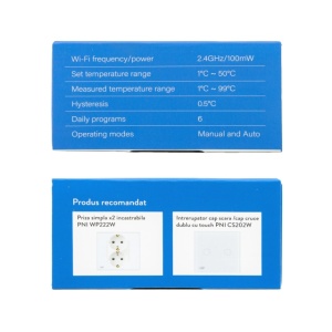 Termostat inteligent PNI CT25W WiFi pentru centrala termica pe gaz, montaj incastrat, 16A, control din aplicatia Tuya Smart, programare zilnica, mod manual/automat, culoare alb - Img 4