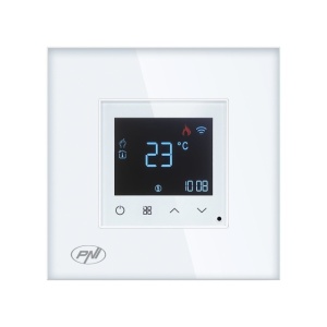 Termostat inteligent PNI CT26W WiFi incalzire in pardoseala electrica sau grup pompare, senzor pardoseala inclus, montaj incastrat, control din aplicatia Tuya Smart, programare zilnica, mod manual/aut