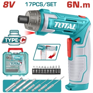 TOTAL - SURUBELNITA 8V LI-ION +ACCESORII, INCARCARE USB