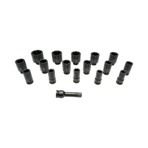 Trusa chei tubulare de impact lungi 17-55mm, prelungitor 125mm, patrat 3/4 inch Cr-Mo 17 piese Breckner Germany - Img 2