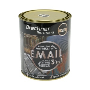 Vopsea email anticoroziva 3 in 1 negru pentru metal 750g, direct pe rugina, pe baza de apa Breckner Germany - Img 2