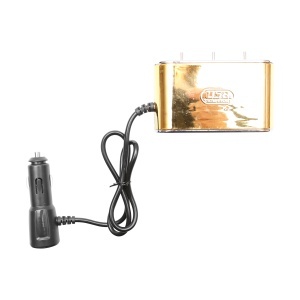 Adaptor bricheta auto tripla 12/24V auriu cu intrerupator individual si 1 port USB 5V 2.1A - Img 5