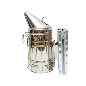 Afumator albine din inox cu cilindru scut termic si burduf din piele 190mm