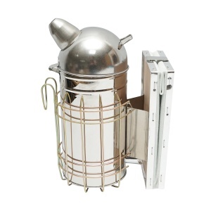 Afumator albine din inox cu cilindru scut termic si burduf din piele 250mm