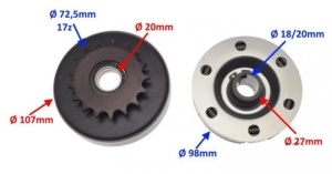 Ambreiaj Kart motorizare Honda GX 160, 200 (17 dinti) - Img 3