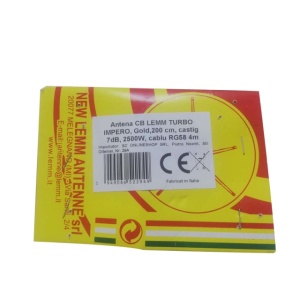 Antena CB LEMM TURBO IMPERO, Gold, lungime 200 cm, castig 7dB, 26.5-28Mhz, 2500W, cablu RG58 4m, fabricata in Italia - Img 6