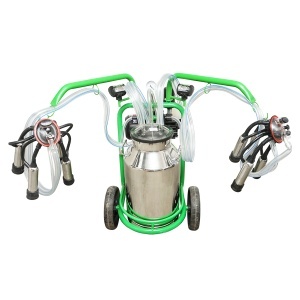 Aparat de muls vaci 2 posturi bidon 40L inox cu butelie, vacuum rezervor Breckner Germany