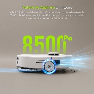 Aspirator robot inteligent cu functie mop 8500Pa, statie auto-golire, navigatie laser LDS, baterie 5200 mAh, perie anti-incurcare, control aplicatie WiFi Extravis - Img 2
