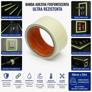 Banda adeziva fosforescenta verde 48mm x 5m HighPower - Img 3
