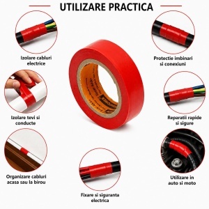 Banda izolatoare rosie vinil 19mm x 9m Anti Fire Super AAA+ HighPower - Img 4