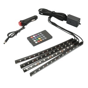 Banda LED lumini ambientale auto 12V cu telecomanda, control muzical 4x267mm RGB Breckner Germany - Img 2