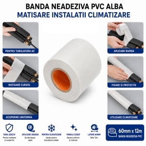 Banda matisat aer conditionat PVC alba neadeziva 60mm x 12m HighPower - Img 4