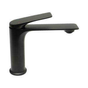 Baterie lavoar baie Premium din cupru, pipa lunga, design rotund, monocomanda, negru mat, furtunuri incluse - Img 5