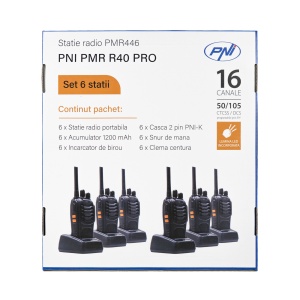 Bax cu 8 bucati kit 6 statii radio portabile PNI PMR R40 PRO acumulatori, incarcatoare si casti incluse - Img 16
