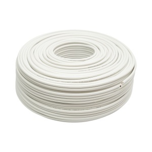 Cablu coaxial RG59 CCTV cupru siamez + alimentare 2x0.75mm CCA, 75 Ohm, PVC alb 100m/rola - Img 1