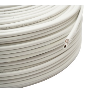 Cablu coaxial RG59 CCTV cupru siamez + alimentare 2x0.75mm CCA, 75 Ohm, PVC alb 100m/rola - Img 3