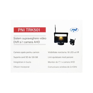 Camera de mers inapoi si monitor LCD wireless PNI TRK501 cu functie DVR, slot card micro SD, LED-uri IR, pentru camion - Img 12