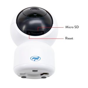 Camera supraveghere video PNI IP390T 1080P cu PTZ WiFi H264+ suporta microSD 128GB, Night Vision, aplicatia Tuya, P2P, Android, iOS, pentru interior, rotire dupa miscare, alarma la miscare - Img 5