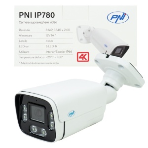 Camera supraveghere video PNI IP780, 8MP, 4K, IP, 6 LED-uri IR, IP66, alb - Img 2