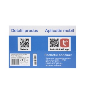 Camera supraveghere video wireless PNI IP230T 1080P 2MP cu PTZ, stand-alone, H264+ suporta microSD 128GB, Night Vision, aplicatia Tuya, P2P, Android, iOS, pentru interior si exterior, rotire dupa misc - Img 5