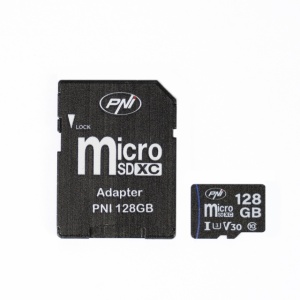 Card de memorie MicroSD PNI 128GB cu adaptor SD, Clasa 10, 80 Mb/s, V30 - Img 3