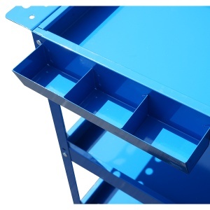 Carucior scule metalic pe roti cu 3 rafturi, compartimente piese si suporturi perforate 660x360x730mm - Img 7