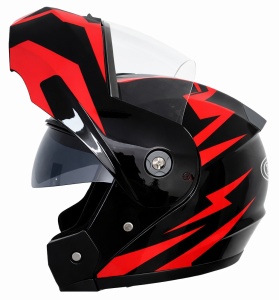 Casca Flip-up TECH L (negru + rosu) - Img 2