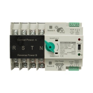 Comutator ATS trifazat 4P, 100A 400V AC Dual Power, transfer automat de la panouri fotovoltaice la retea FHM3-100E/4P