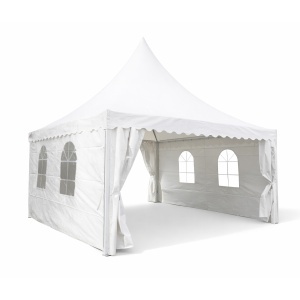 Cort evenimente pavilion tip pagoda 5x5m, alb impermeabil UV, acoperis PVC 750g/m2, cadru otel-aluminiu 48x48x2.5mm - Img 5