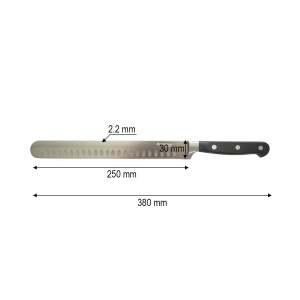 Cutit feliat profesional 25cm, lama alveolata otel 5Cr15MoV, maner ABS negru Breckner Germany - Img 4