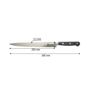 Cutit feliat profesional 25cm, lama otel 5Cr15MoV, maner ABS negru Breckner Germany - Img 4