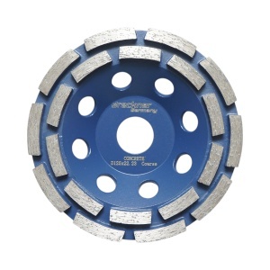 Disc diamantat segmentat tip cupa 125x22.23, dublu rand grosier, standard CONCRETE pentru slefuire beton, piatra, mozaic Breckner Germany - Img 1