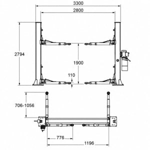 Elevator auto cu 2 coloane 380V, 2.2kW, capacitate ridicare 3500kg, actionare mecanica, inaltime ridicare 1900mm - Img 3