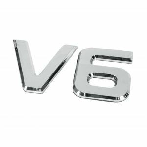 Emblema 3D cromata V6-92x165 mm