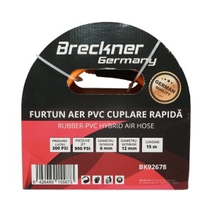 Furtun aer compresor profesional 15m din PVC si cuplare rapida universala Breckner Germany